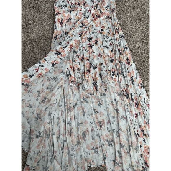 Torrid Maxi Gauze Walk-Through Dress Asymmetrical Floral Plus Sz 1 White/Orange - Picture 9 of 13